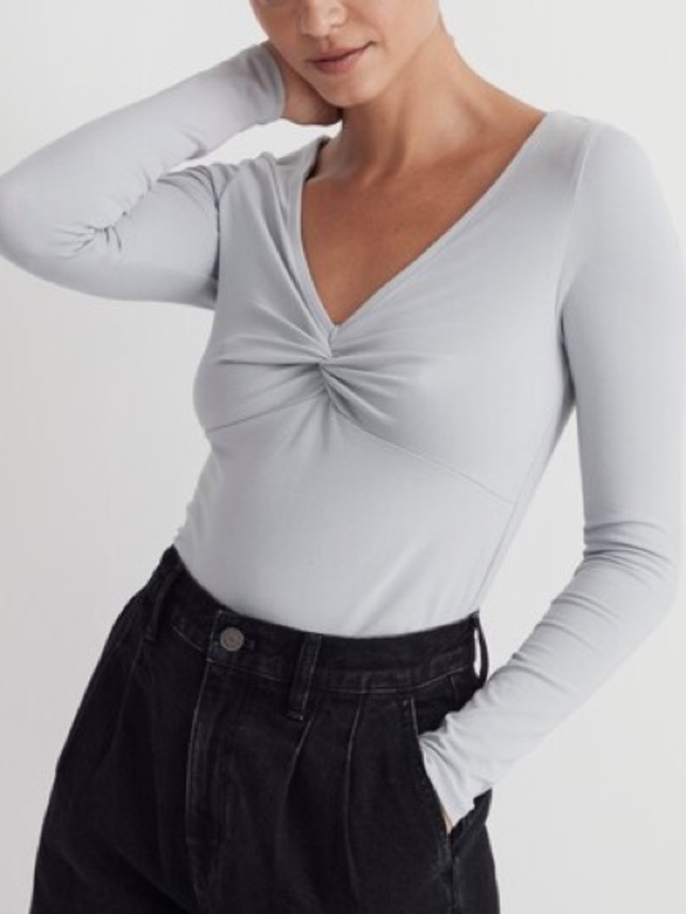 Madewell Twist-Front Long-Sleeve Tee top size large solstice colorway